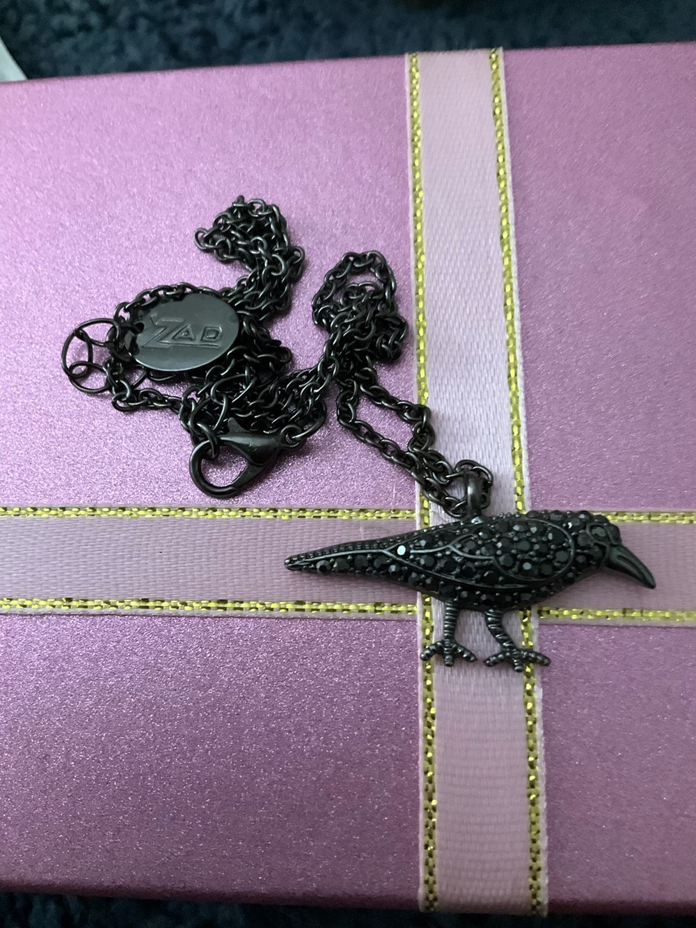 ZAD Black Raven Bird Necklace - Black